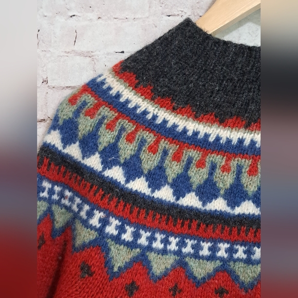 Vintage Eddie Bauer Fair Isle Nordic Ski Snowboard Sweater XS - Picture 4 of 9
